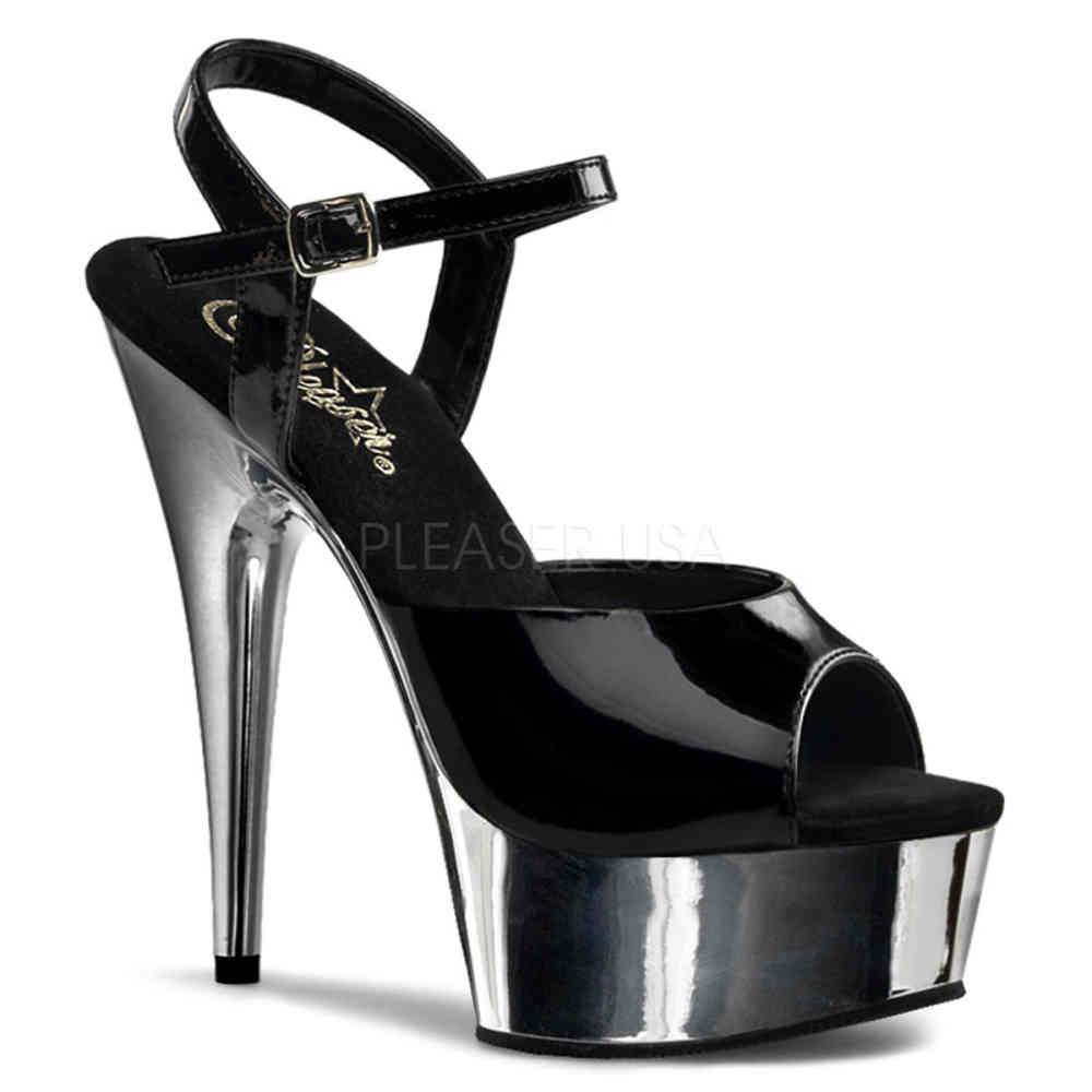 Pleaser - DELIGHT609 Sandale à bride à la cheville - Noir/Couleur argent Product image